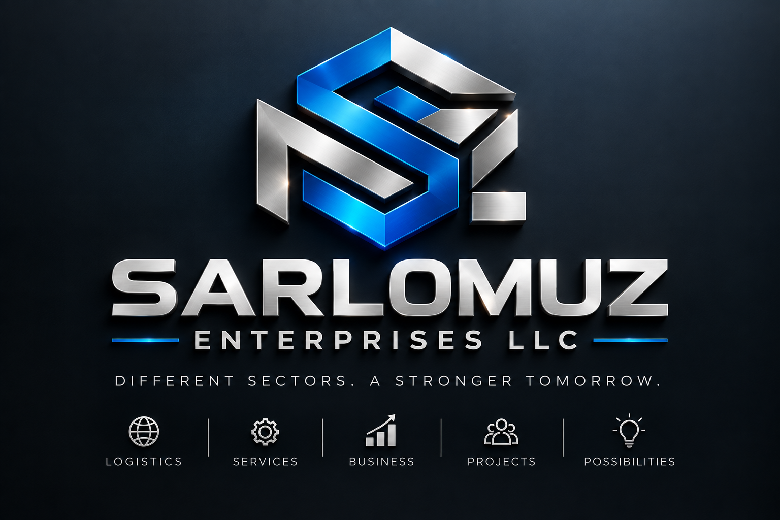 Sarlomuz Enterprises LLC blue and silver brand design